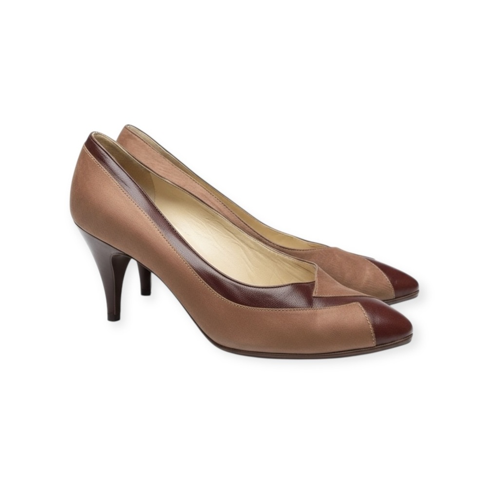 Vintage 70’s: Saint Claire ⊛ Italy Soft Glove Leather Pumps ⊛ Dusty Rose 2 Tone - Picture 1 of 16